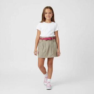 B10 Brand For Girls Khaki Fully Lined With Bow Accent Pink Belted Skirt Size 6
